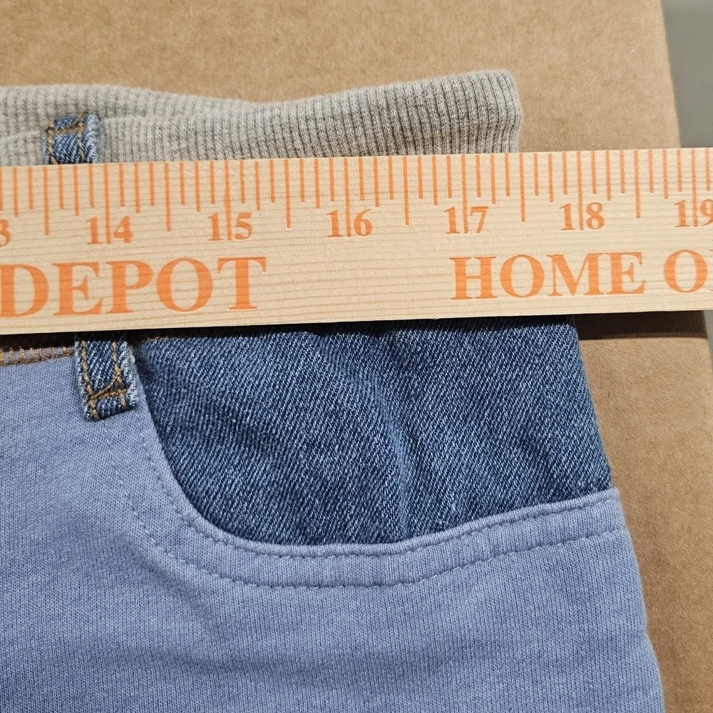 0046 Bebe Y2k Drawstring Lounge Pants Denim Accents Wide Leg Flare Blue Large